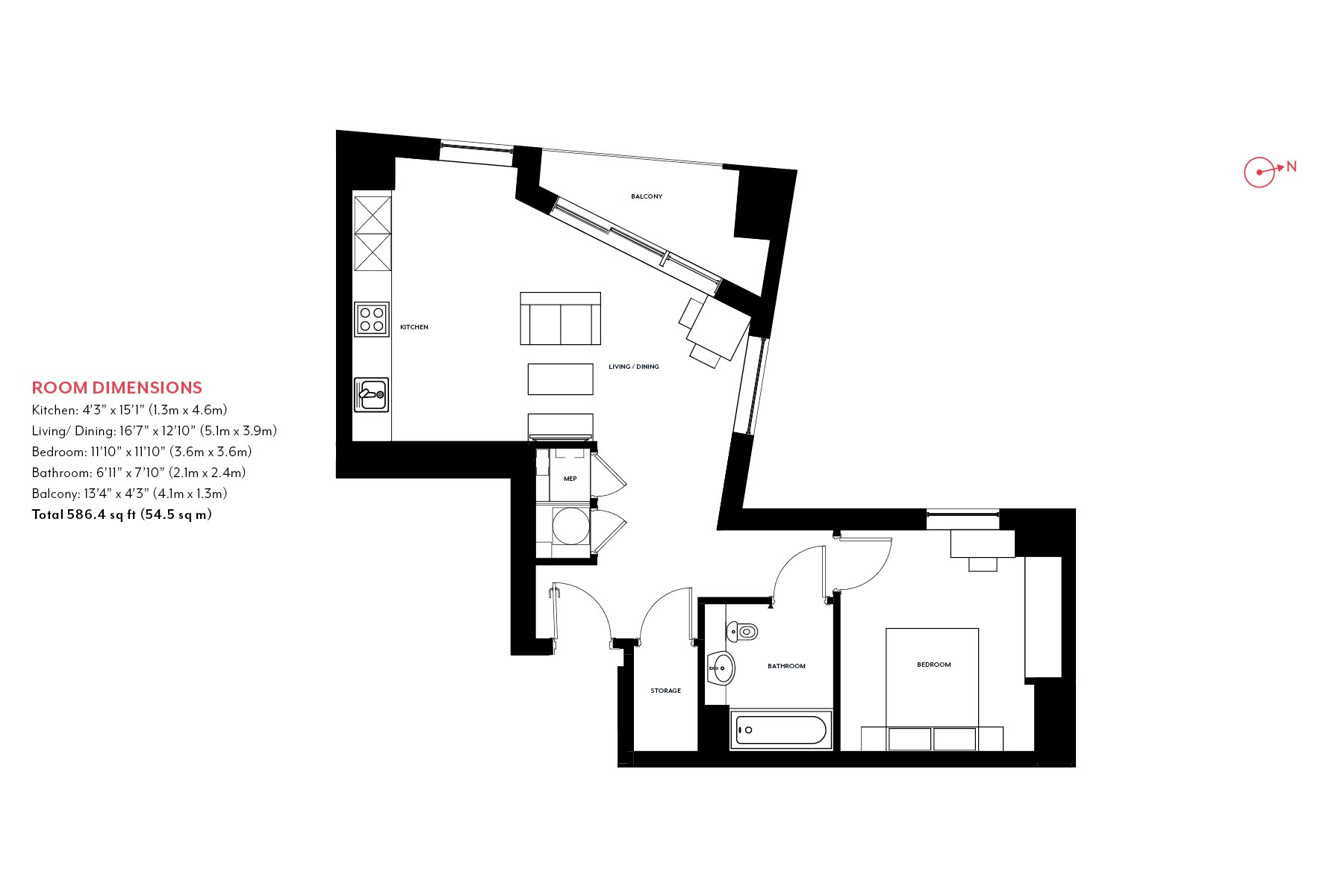 1 Bedroom Apartment Floorplan | Nine Elms Point | MyLo London