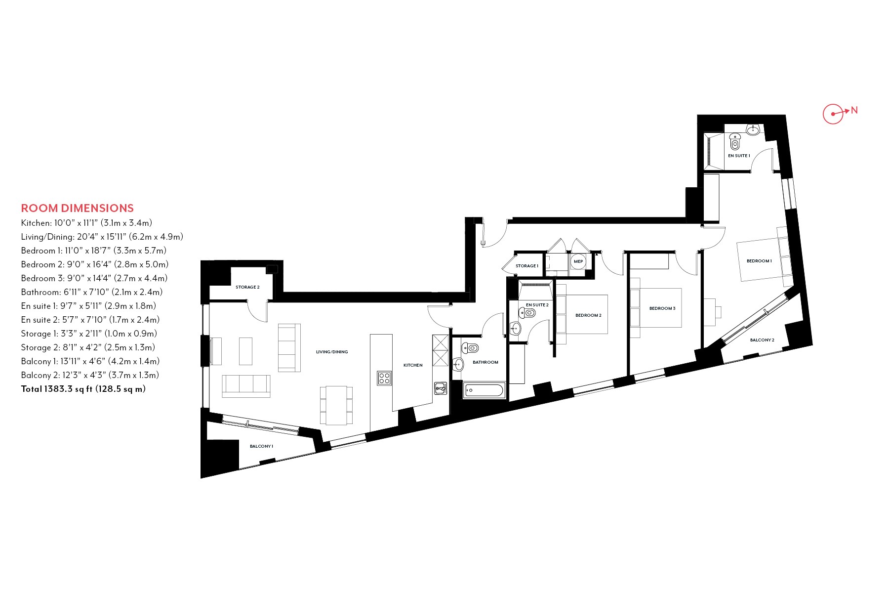 3 Bedroom Apartment Floorplan | Nine Elms Point | MyLo London