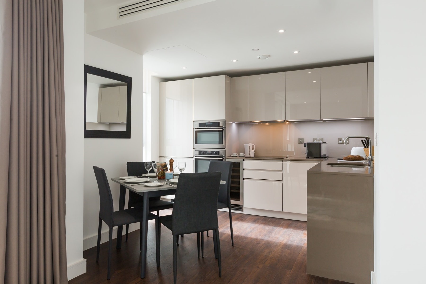 MyLo Nine Elms Point One Bedroom Apartment Kitchen and Dining Area