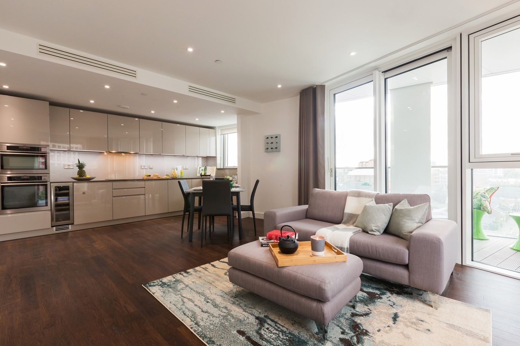 MyLo Nine Elms Point Two Bedroom Apartment Open Planned Living Area 